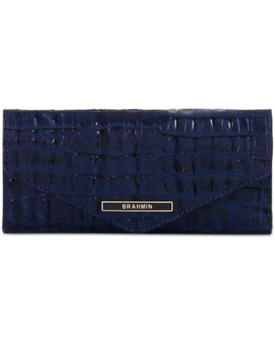 Brahmin Veronica Leontyne Embossed Leather Wallet - Blue