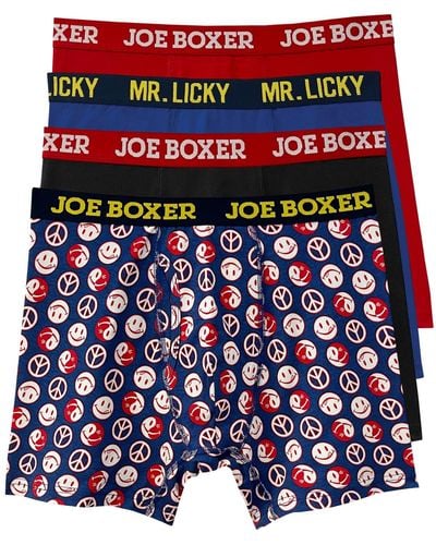 Joe Boxer Zen Lickies Cotton Stretch Boxer Briefs - Blue