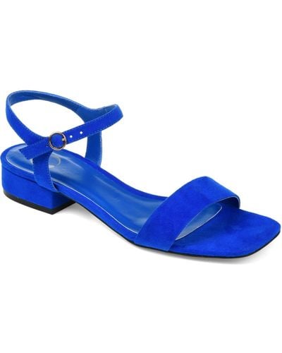 Journee Collection Beyla Block Heel Flat Sandals - Blue