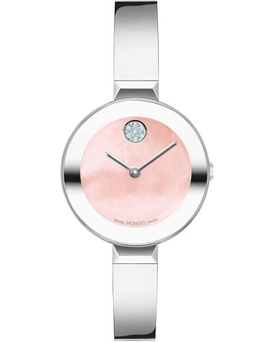 Movado Bold Bangles Swiss Quartz Stainless Steel Watch 28mm - Pink