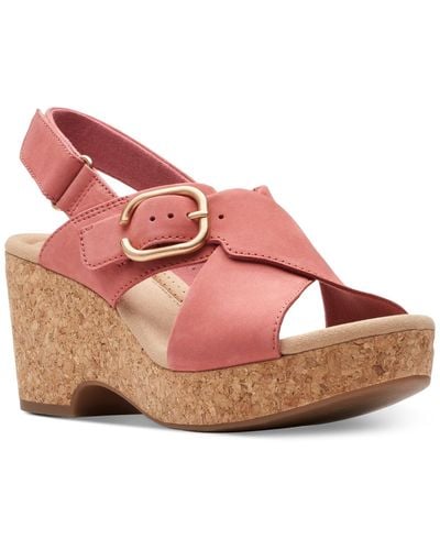 Clarks Giselle Dove Wedge Sandals - Pink