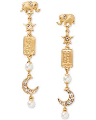 Kate Spade Gold-tone Pave & Imitation Pearl Carnival Charm Linear Drop Earrings - Metallic