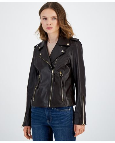 Sam Edelman Leather Zip-cuff Moto Jacket - Black