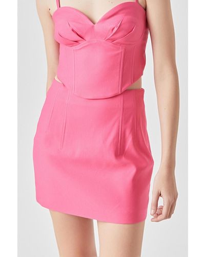 Grey Lab Top Stitched Mini Skirt - Pink