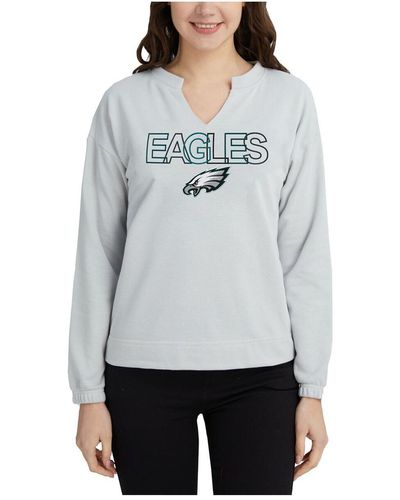 Concepts Sport Philadelphia Eagles Sunray Notch Neck Long Sleeve T-shirt - Gray