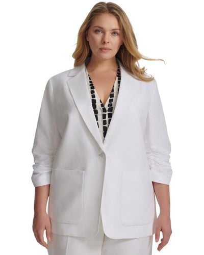 Calvin Klein Plus Size Ruched 3/4-sleeve Blazer - White