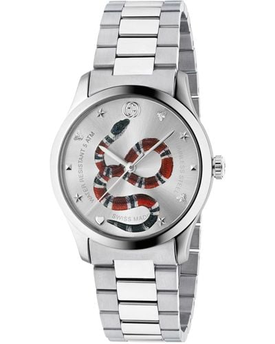 Gucci Snake Stainless Steel Bracelet Watch - Gray
