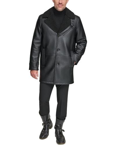 Marc New York Condore Faux-shearling Top Coat - Black