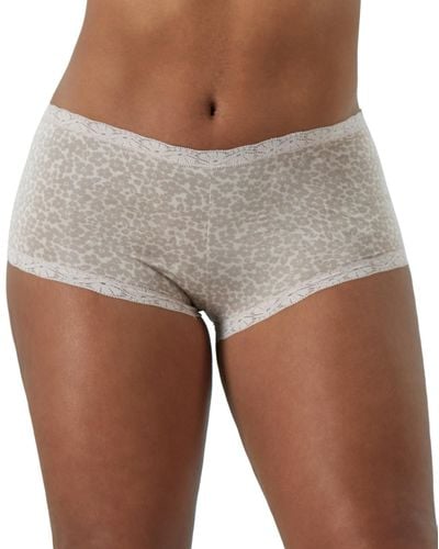 Maidenform Lace Trim Microfiber Boyshort Underwear 40760 - Gray