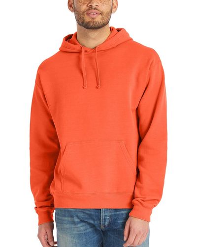 Hanes Garment Dyed Fleece Hoodie - Orange