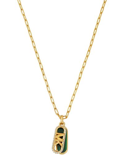 Michael Kors 14k Gold Plated Tiger's Eye Dog Tag Necklace - Metallic