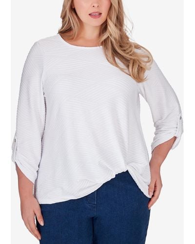 Ruby Rd. Plus Size Scoop Neck Textured Knit Top - White