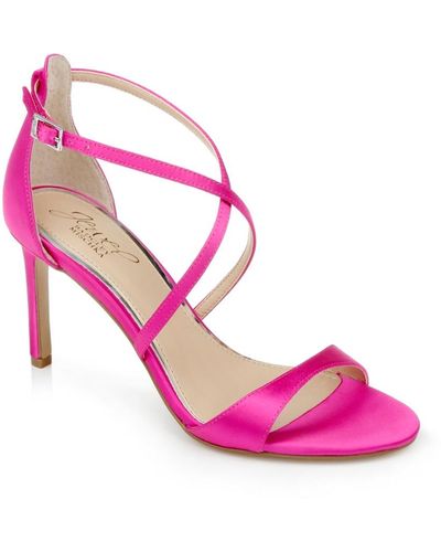 Badgley Mischka Dimitra Crisscross Strap Stiletto Evening Sandals - Pink