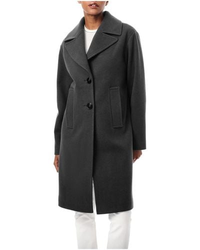 Bernardo Oversized Woman's Collar Wool Blend Coat - Black