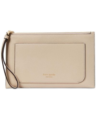Kate Spade Ava Pebbled Leather Small Wristlet - Natural