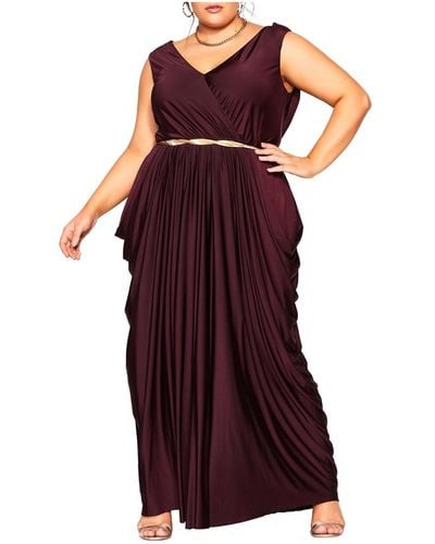 City Chic Plus Size Athena Goddess Maxi Dress - Red
