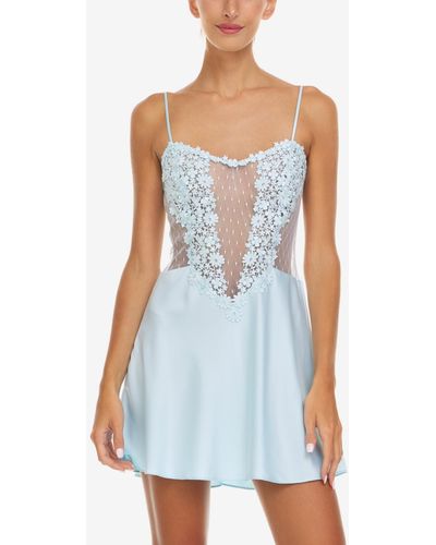 Flora Nikrooz Showstopper Lingerie Chemise Nightgown - Blue