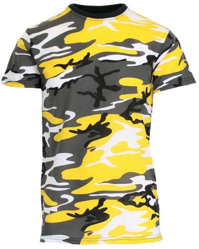 Galaxy By Harvic Camo Printed Short Sleeve Crew Neck T-shirt - Yellow