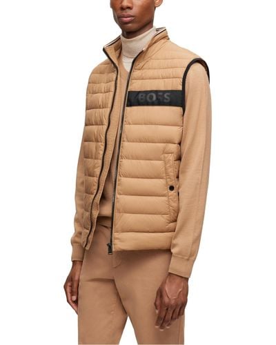 BOSS Boss By Water-repellent Padded Gilet Vest - Brown