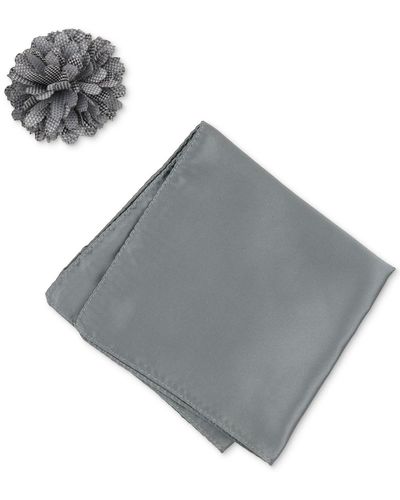 Con.struct Solid Pocket Square & Lapel Pin Set - Gray