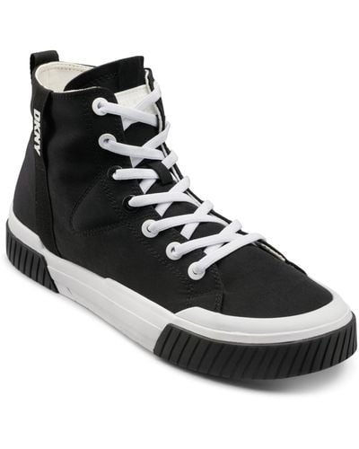 DKNY Nylon Two Tone Branded Sole Hi Top Sneakers - Black