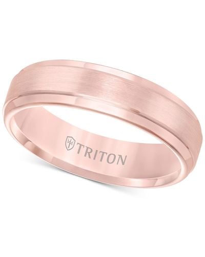 Triton Satin Comfort-fit Band In Tungsten Carbide (6mm) - Pink
