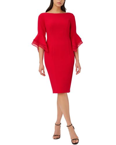 Adrianna Papell Tie-cuff 3/4-sleeve Sheath Dress - Red