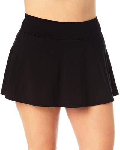 Anne Cole Plus Size Banded Swim Skirt - Black