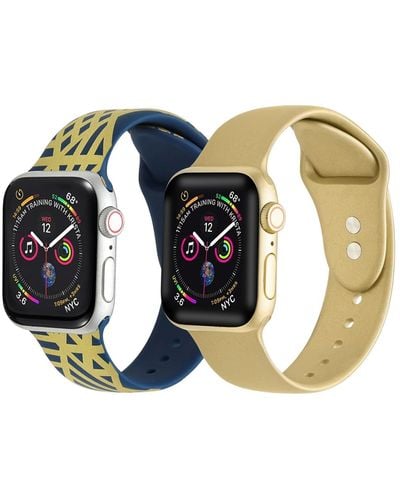 The Posh Tech And Geometric Gold-tone Metallic 2 Piece Silicone Band For Apple Watch 38mm - Blue