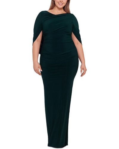 Betsy & Adam Plus Size Ruched Gown - Multicolor