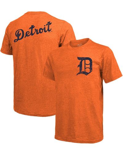 Majestic Threads Detroit Tigers Throwback Logo Tri-blend T-shirt - Orange
