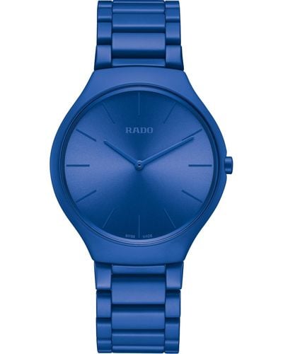 Rado Swiss True Thinline Les Couleurs Le Corbusier High-tech Ceramic Bracelet Watch 39mm - Blue