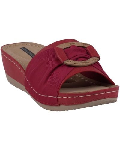 Gc Shoes Ellen Comfort Slip On Wedge Sandals - Red