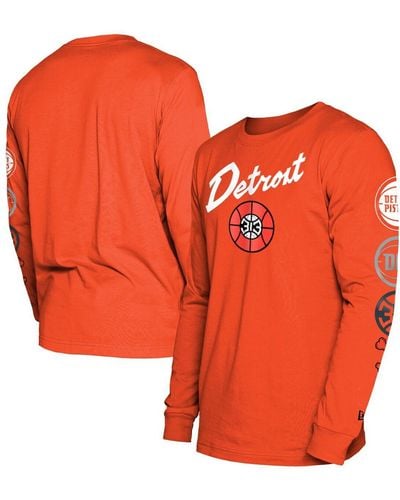 KTZ Detroit Pistons 2023/24 City Edition Long Sleeve T-shirt - Orange