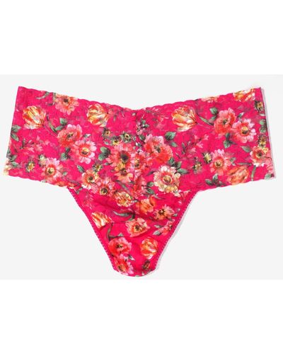 Hanky Panky Printed Plus Retro Thong Underwear - Pink
