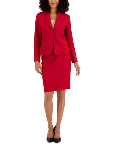 Le Suit Shawl-collar Slim Skirt Suit - Red
