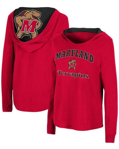 Colosseum Athletics Maryland Terrapins Catalina Hoodie Long Sleeve T-shirt - Red