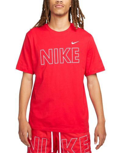 Nike Sportswear Logo Graphic Short Sleeve Crewneck T-shirt - Red
