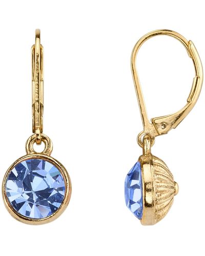 2028 14k Gold-dipped Lt. Sapphire Faceted Drop Earrings - Blue