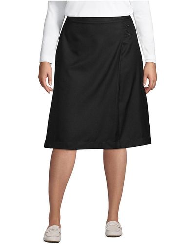 Lands' End Plus Size School Uniform Solid A-line Skirt Below The Knee - Black