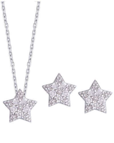 Macy's Diamond 1/4 Ct. T.w. Star Pendant Necklace And Stud Earrings Set - Metallic