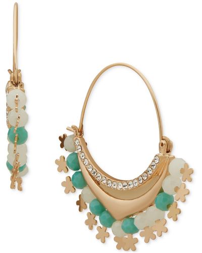Lonna & Lilly Gold-tone Pave & Shaky Bead Statement Hoop Earrings - Green