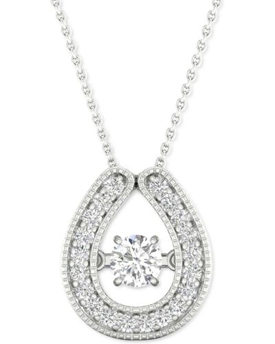 Twinkling Diamond Star Diamond Horseshoe 18" Pendant Necklace (1/4 Ct. T.w. - Metallic