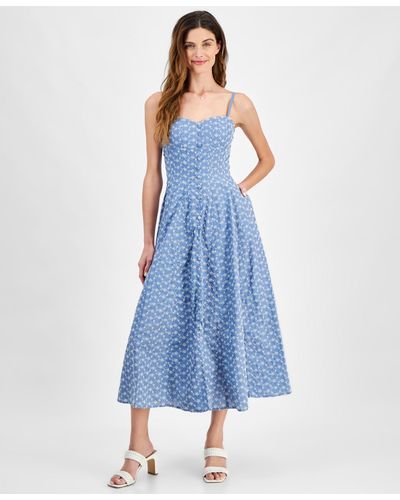 Taylor Eyelet A-line Dress - Blue