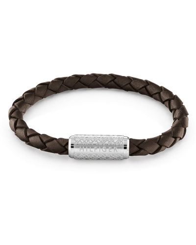 Tommy Hilfiger Braided Tobacco Leather Bracelet - Brown
