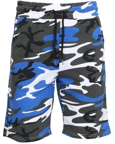 Galaxy By Harvic Camo Printed French Terry Shorts - Blue