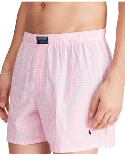 Polo Ralph Lauren Plaid Single-button Fly Boxers - Pink