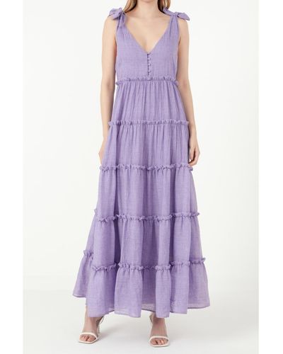Free the Roses Tiered Maxi Dress - Purple