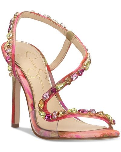 Jessica Simpson Jaycin Barely-there Rhinestone Evening Sandals - Pink