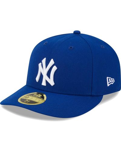 KTZ New York Yankees White Logo Low Profile 59fifty Fitted Hat - Blue